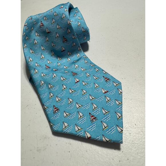 NOLA Couture New Orleans Sailboat Lighthouse Silk Tie - Picture 2 of 4